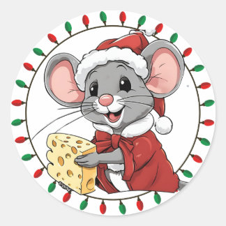 Weihnachtsmäuse erhält den Käseaufkleber Runder Aufkleber