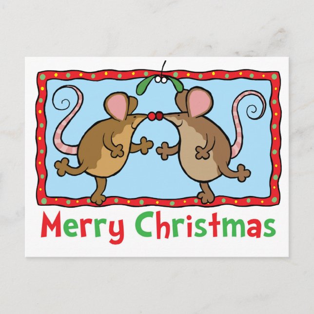 Weihnachtsmäuse Feiertagspostkarte (Vorderseite)