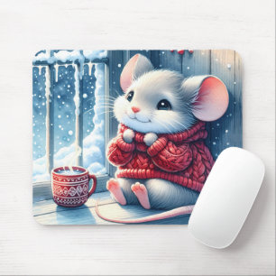 Weihnachtsmäuse im Winterfenster Mousepad
