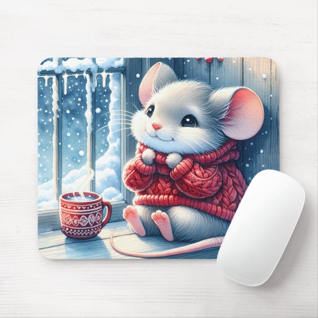 Weihnachtsmäuse im Winterfenster Mousepad (Mit Mouse)