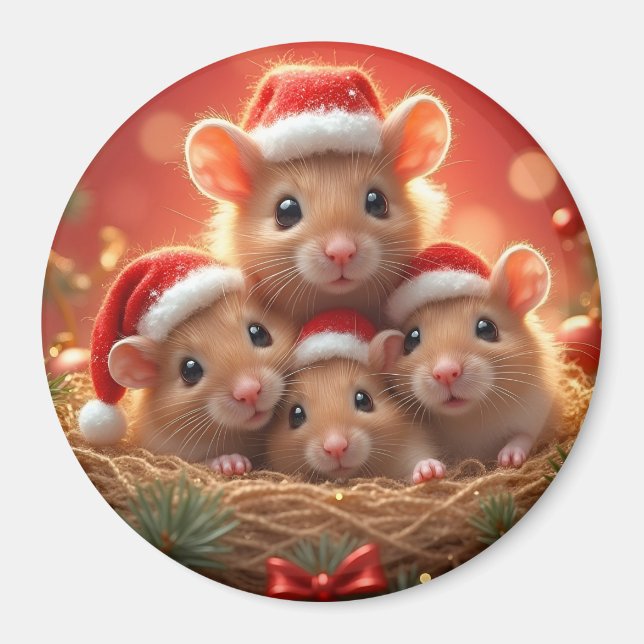 Weihnachtsmäuse Magnet (Vorne)