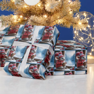 Weihnachtsmäuse mit heißem Kakao Geschenkpapier