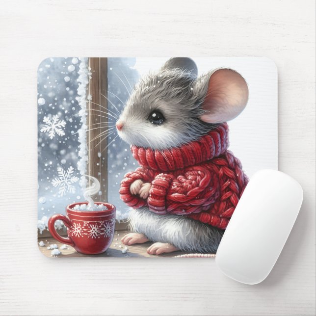 Weihnachtsmäuse mit heißem Kakao Mousepad (Mit Mouse)