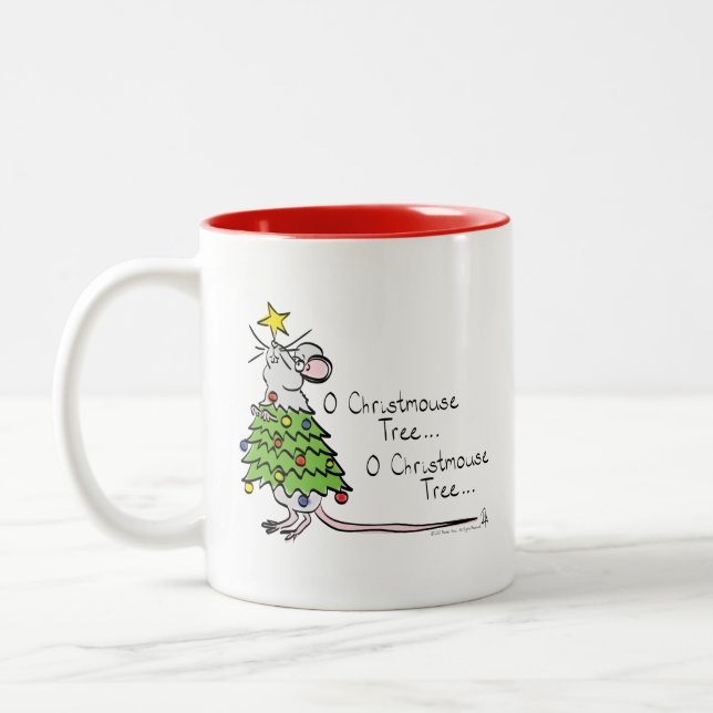 Weihnachtsmäuse Niedlich Funny Holiday Zweifarbige Tasse (Links)