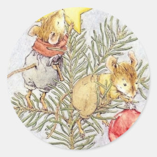 Weihnachtsmäuse Runder Aufkleber