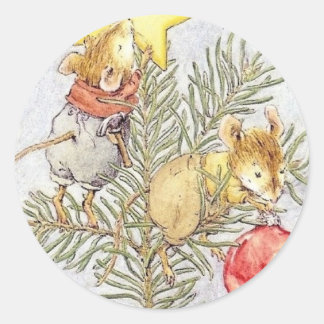 Weihnachtsmäuse Runder Aufkleber