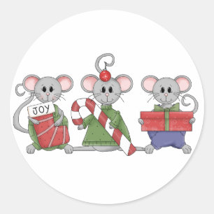 Weihnachtsmäuse Runder Aufkleber