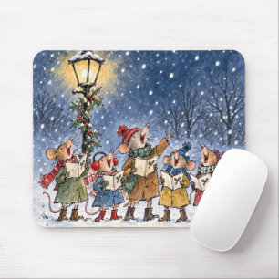 Weihnachtsmäuse singen Weihnachtslieder in Schneef Mousepad