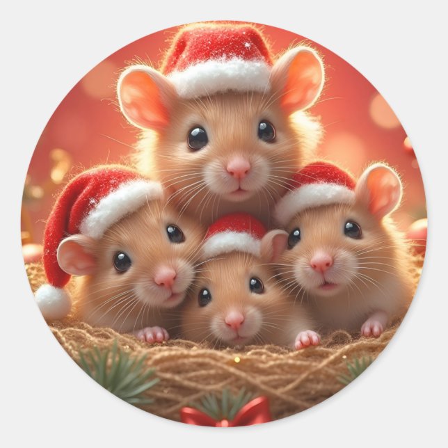 Weihnachtsmäuse Stickers (Vorderseite)