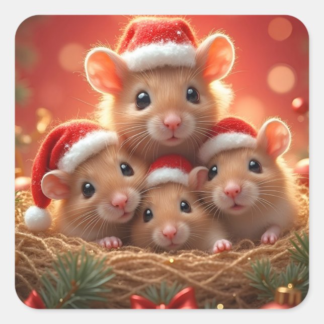 Weihnachtsmäuse Stickers (Vorderseite)