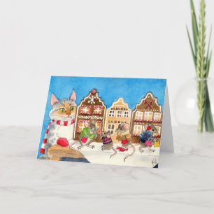 Weihnachtsmäuse und -katze feiertagskarte