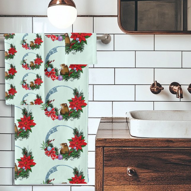 Weihnachtsmäuse Wreath Badhandtuch Set (Von Creator hochgeladen)