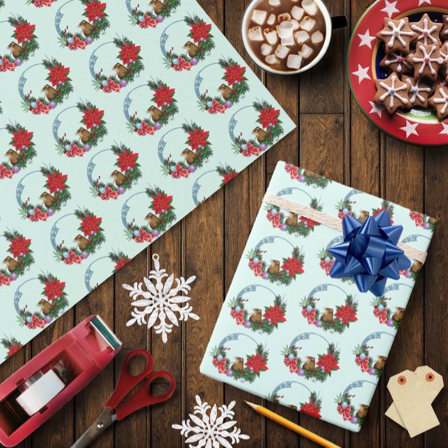 Weihnachtsmäuse Wreath Geschenkpapier (Von Creator hochgeladen)