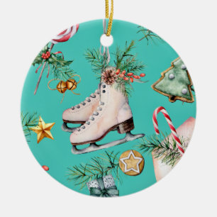 Weihnachtsmeer Grüne Kekse Kiefern Skate Ornament
