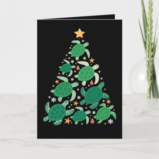 Weihnachtsmeer-Schildkröten-Baum-Stern-Seestern-Sc Karte (Vorderseite)