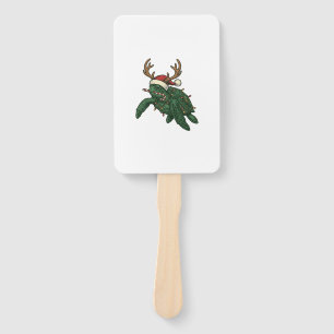 Weihnachtsmeeresschildkröte Rentier Vintage-Stich Fächer