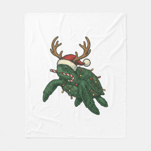 Weihnachtsmeeresschildkröte Rentier Vintage-Stich Fleecedecke