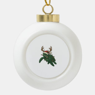 Weihnachtsmeeresschildkröte Rentier Vintage-Stich  Keramik Kugel-Ornament