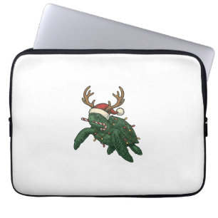 Weihnachtsmeeresschildkröte Rentier Vintage-Stich Laptopschutzhülle