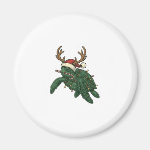 Weihnachtsmeeresschildkröte Rentier Vintage-Stich Magnet