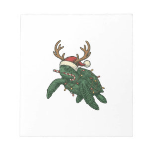 Weihnachtsmeeresschildkröte Rentier Vintage-Stich  Notizblock