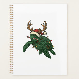 Weihnachtsmeeresschildkröte Rentier Vintage-Stich Planer