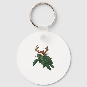 Weihnachtsmeeresschildkröte Rentier Vintage-Stich  Schlüsselanhänger