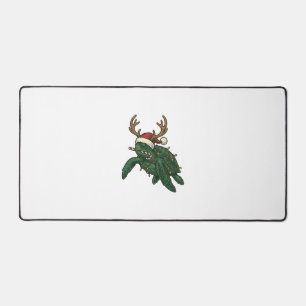 Weihnachtsmeeresschildkröte Rentier Vintage-Stich Schreibtischunterlage