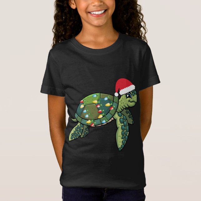 Weihnachtsmeerschildkröte mit Weihnachtsmannmütze  T-Shirt (Vorderseite)