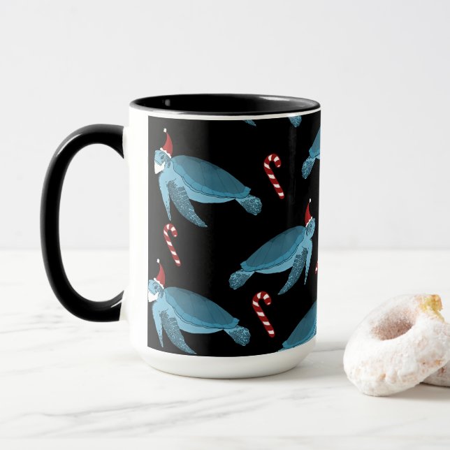 Weihnachtsmeerschildkröte Tasse (Mit Donut)