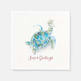 Weihnachtsmeerschildkröten - Meer und Grüße Serviette