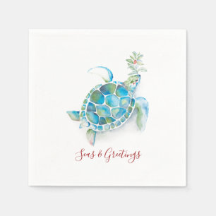 Weihnachtsmeerschildkröten - Meer und Grüße Serviette