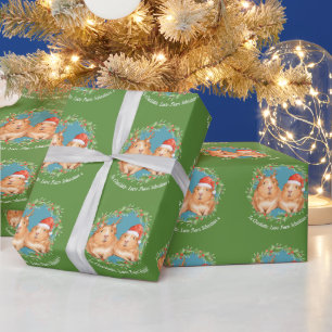 Weihnachtsmeerschweinchen Weihnachtsmann und Renti Geschenkpapier