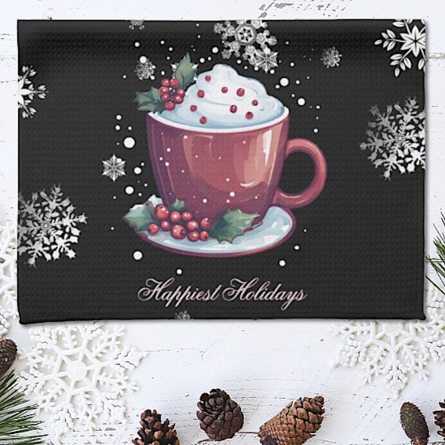 Weihnachtsmeisterschaft der heißen Schokolade Geschirrtuch (Christmas Cup of Hot Chocolate Kitchen Towel)