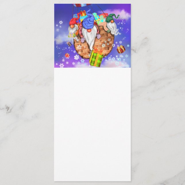 Weihnachtsmenü mit Happy Gnomes gibt Geschenke Menükarte (Rückseite)