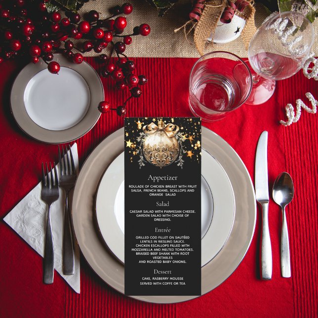 Weihnachtsmenü mit schwarzem Party Menükarte (Von Creator hochgeladen)