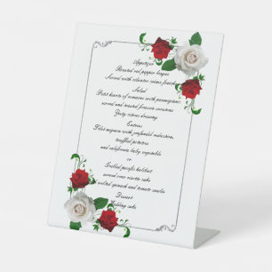 Weihnachtsmenü "Red & White Roses" Sockelschild