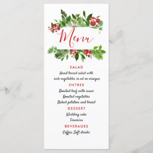 Weihnachtsmenü von Heiligen Roten Berry Menükarte