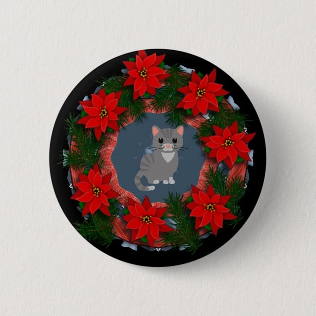 WeihnachtsMiezekatze Button (Vorderseite)