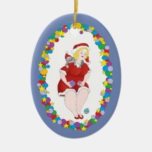 WeihnachtsMiezekatze-Helfer Keramik Ornament