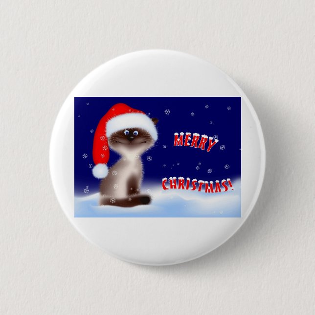 WeihnachtsMiezekatze-Knopf Button (Vorderseite)