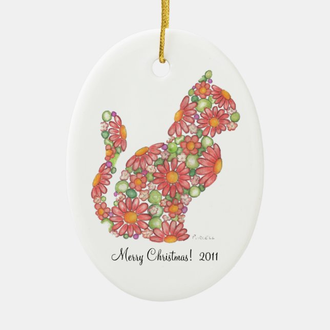 WeihnachtsMiezekatze-Verzierung Keramikornament (Vorne)