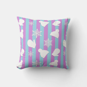 Weihnachtsmilben, Winterhütten und weiße Schneeflo Kissen