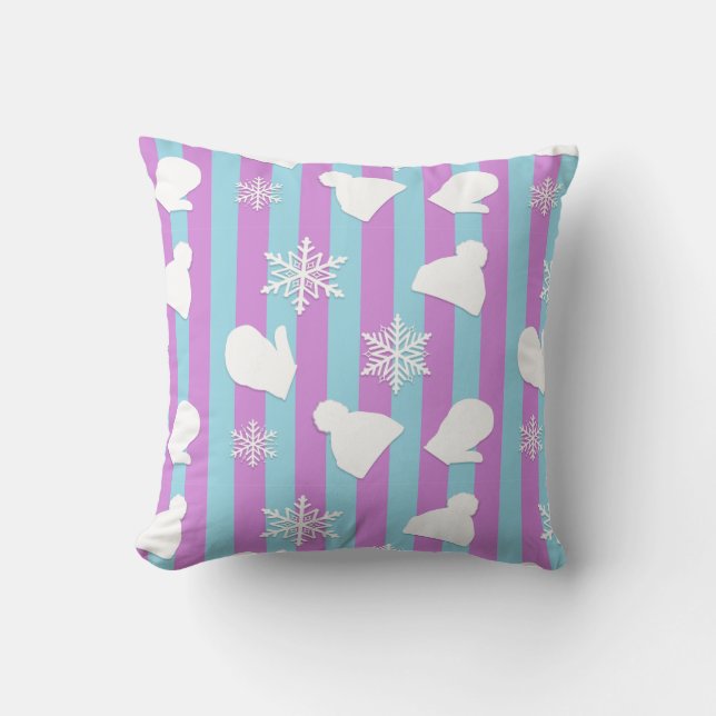 Weihnachtsmilben, Winterhütten und weiße Schneeflo Kissen (Vorderseite)