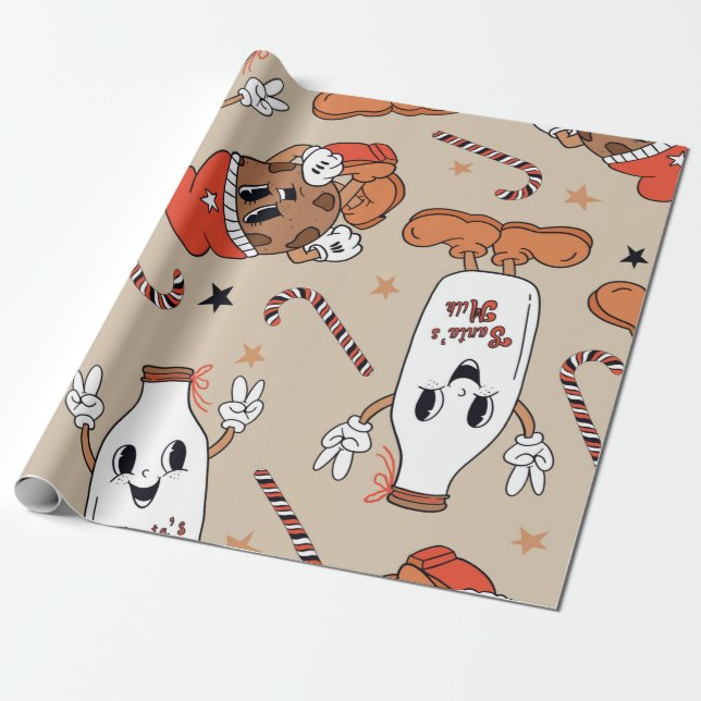 Weihnachtsmilch & Kekse Muster Geschenkpapier (Ungerollt)