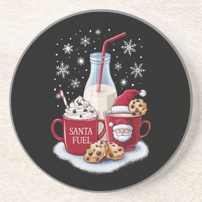 Weihnachtsmilch und Cookies Latte Family Xmas Getränkeuntersetzer (Vorne)