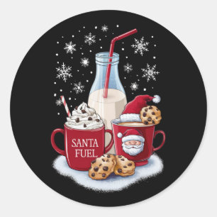 Weihnachtsmilch und Cookies Latte Family Xmas Runder Aufkleber