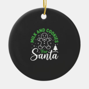 Weihnachtsmilch und Kekse für den Weihnachtsmann Keramik Ornament
