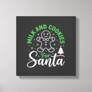 Weihnachtsmilch und Kekse für den Weihnachtsmann Leinwanddruck