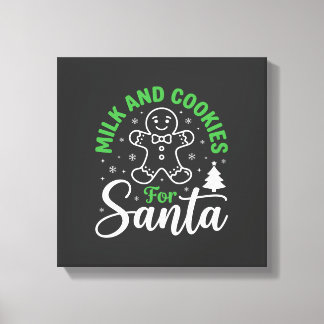Weihnachtsmilch und Kekse für den Weihnachtsmann Leinwanddruck
